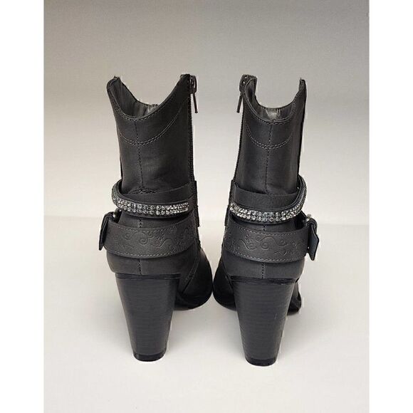 Daisy Fuentes 6M Valentina women's Western Ankle Bootie Gray Faux Leather - Picture 5 of 8